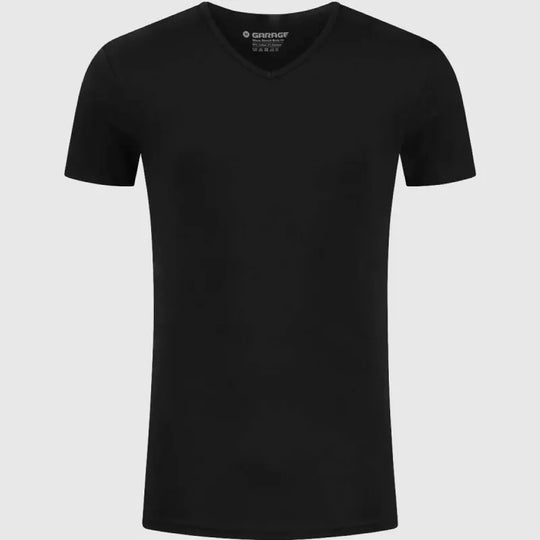 0202-Black Garage Body Fit V-Neck