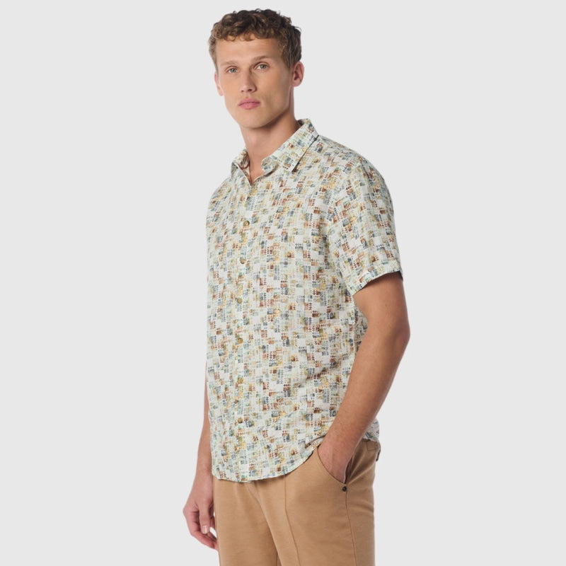 23440305-050 shirt short sleeve printed linen no excess overhemd