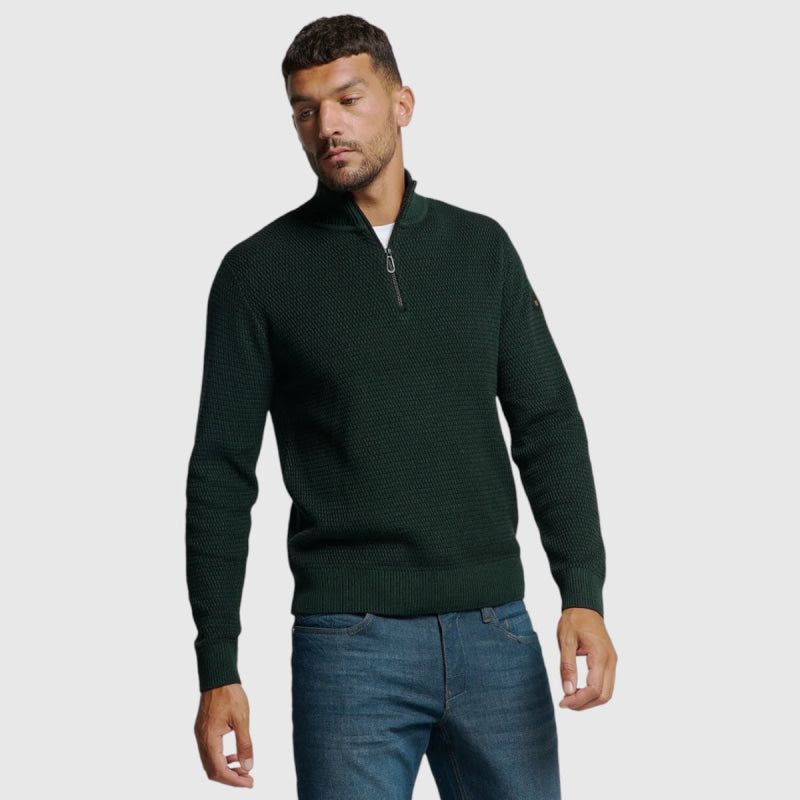 25230904-052 No Excess Pullover Half Zipper 2 Coloured Melange
