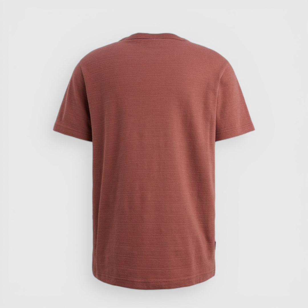 PTSS2602563-4085 PME Legend T-Shirt Met Jacquard Geweven Streeppatroon Roan Rouge / Rood