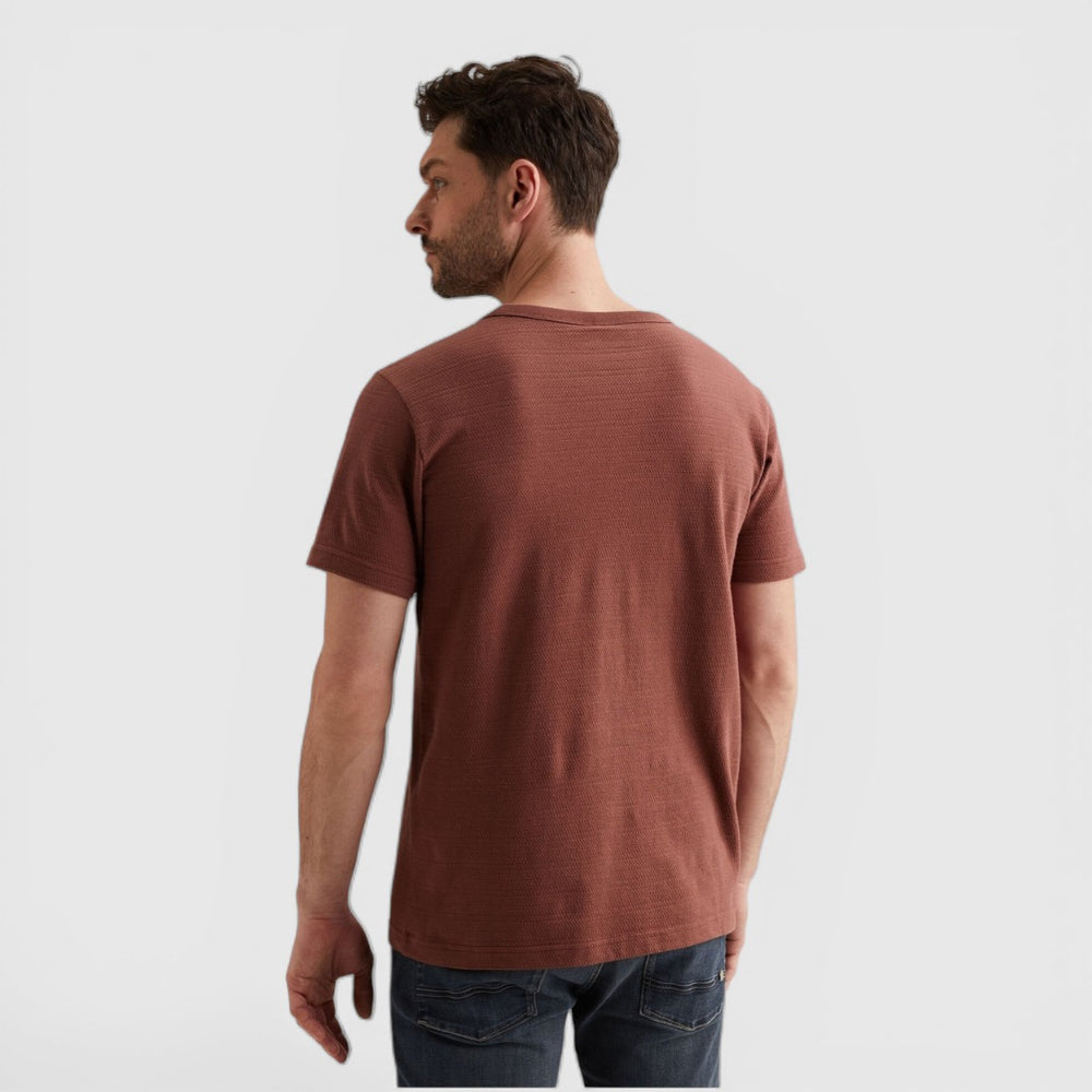 PTSS2602563-4085 PME Legend T-Shirt Met Jacquard Geweven Streeppatroon Roan Rouge / Rood