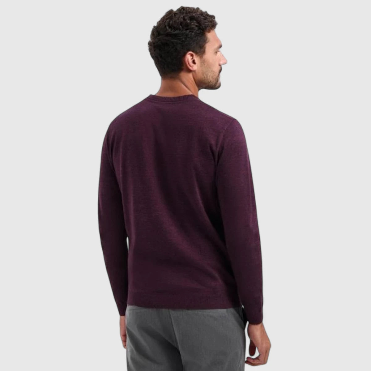 29210880SN-164 No Excess Knitwear Pullover Crewneck 2 Coloured Melange Dark Wine / Rood