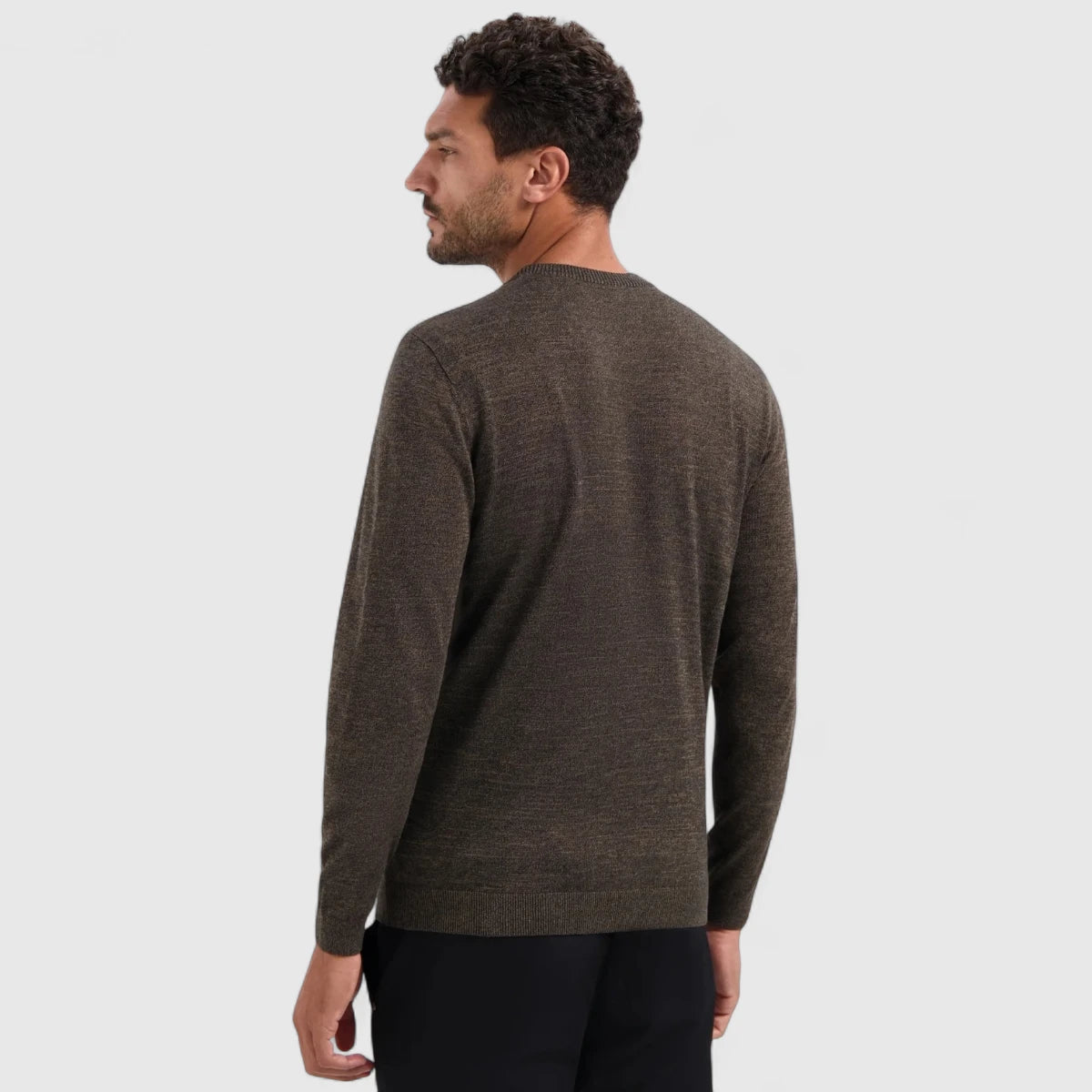 29210880SN-044 No Excess Knitwear Pullover Crewneck 2 Coloured Melange Taupe