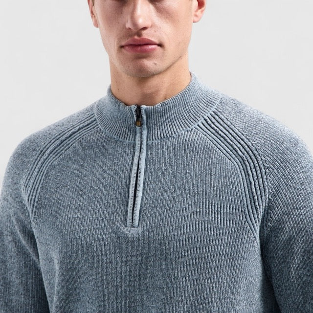 29210967SN-138 No Excess Pullover Half Zip 2 Colored Chenille Dusty Blue