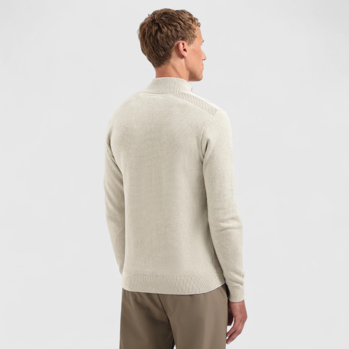 29230813SN-013 No Excess Pullover Half Zip Plated Structure Knit Kit / Ecru
