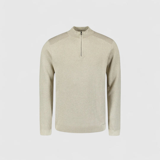 29230813SN-013 No Excess Pullover Half Zip Plated Structure Knit Kit / Ecru