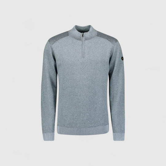 29230813SN-138 No Excess Pullover Half Zip Plated Structure Knit Dusty Blue / Blauw