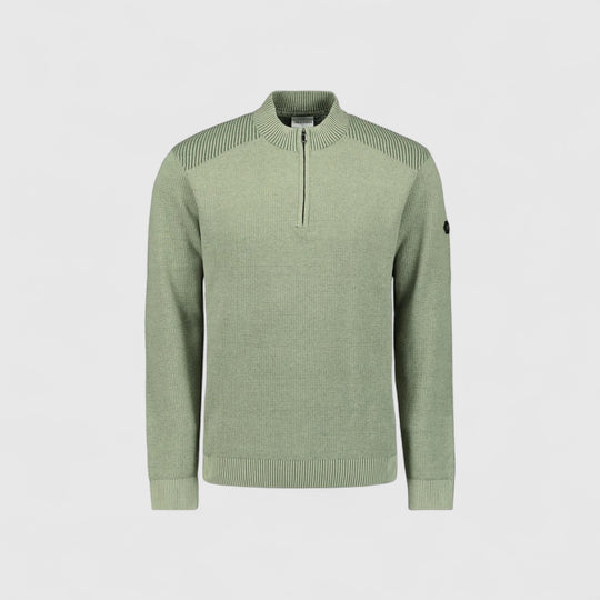 29230813SN-197 No Excess Pullover Half Zip Plated Structure Knit Light Moss / Lichtgroen