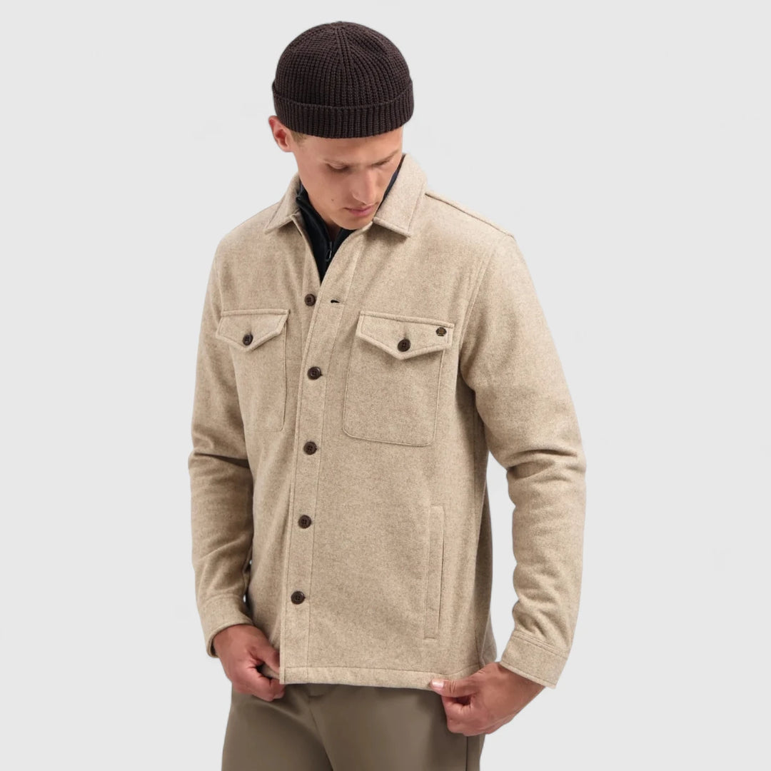 29510821SN-043 No Excess Overshirt Button Closure Melange Khaki