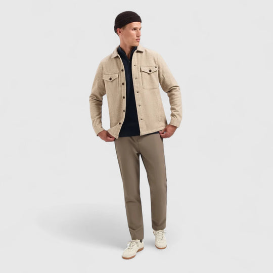 29510821SN-043 No Excess Overshirt Button Closure Melange Khaki