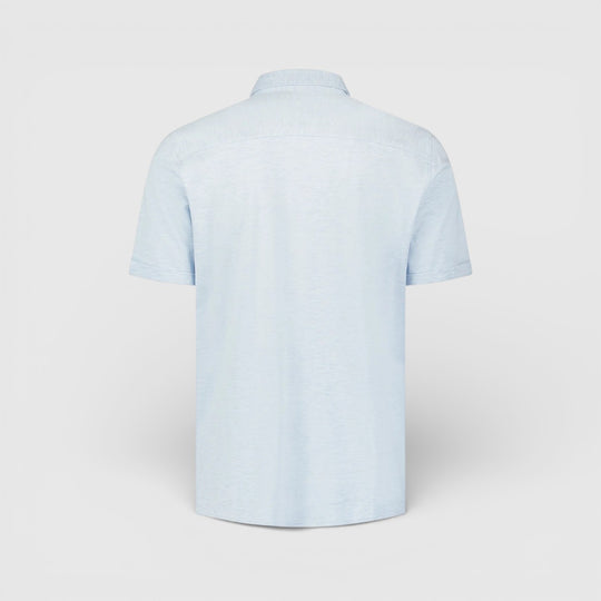 31420281SN-030 No Excess Korte Mouw Overhemd In Melange Jersey Stretch Blue / Blauw