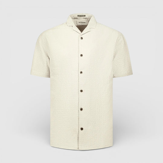31460333-045 No Excess Overhemd met Korte Mouwen in Uni Jacquard Desert / Ecru
