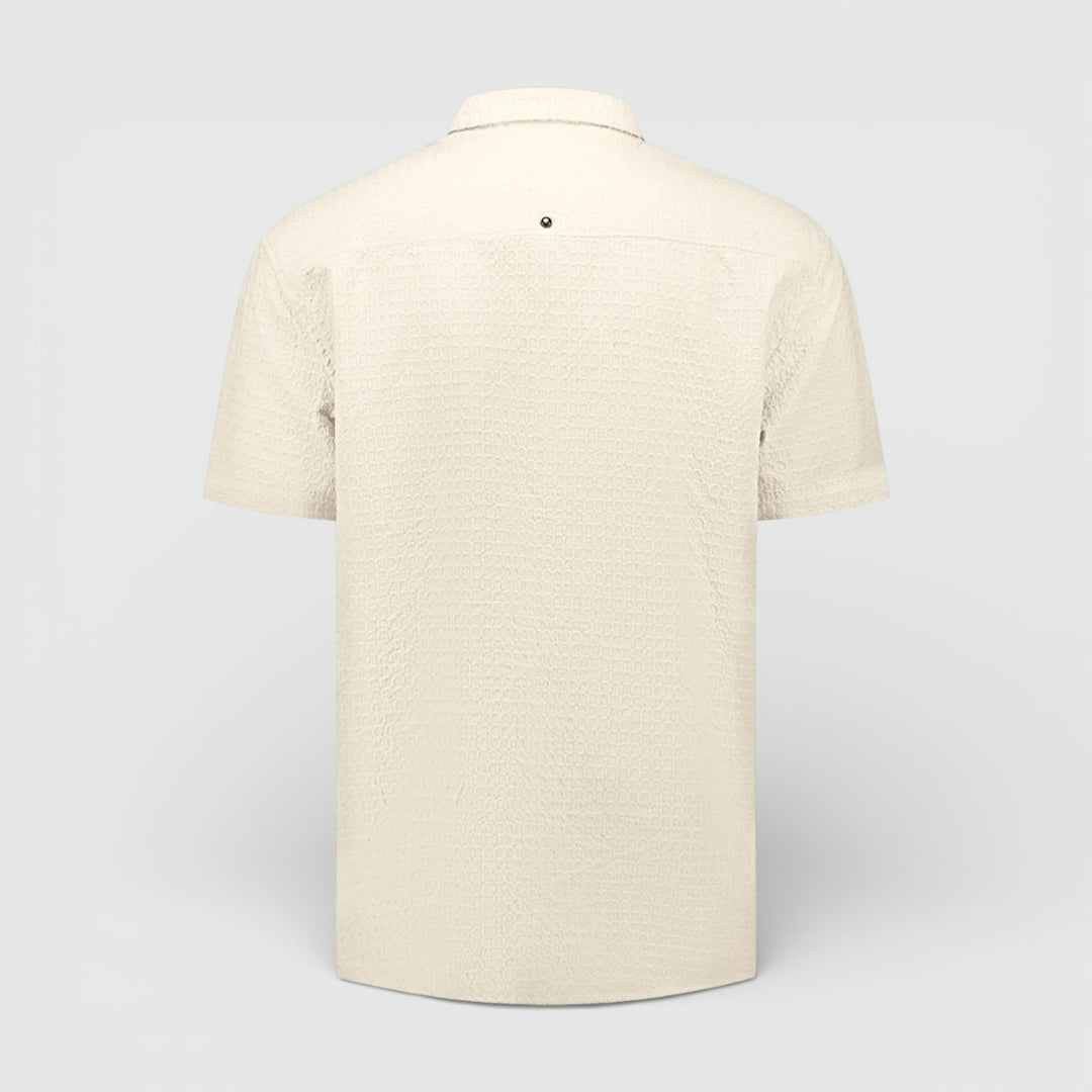 31460333-045 No Excess Overhemd met Korte Mouwen in Uni Jacquard Desert / Ecru