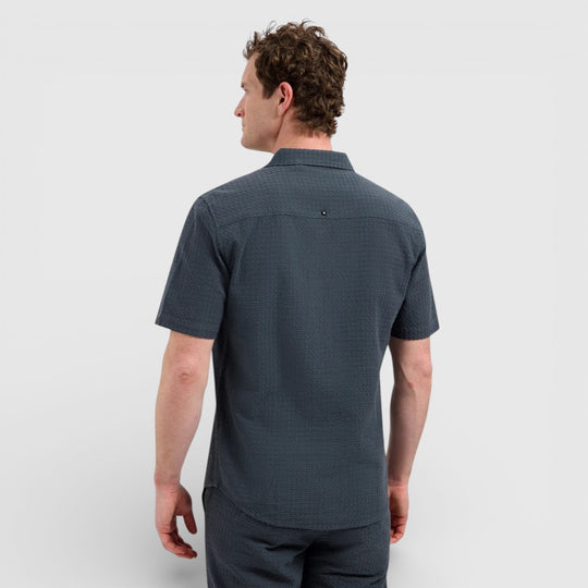 31460333-124 No Excess Overhemd met Korte Mouwen in Uni Jacquard Dark Steel / Grijs