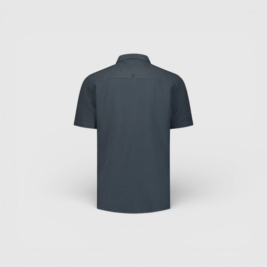 31460333-124 No Excess Overhemd met Korte Mouwen in Uni Jacquard Dark Steel / Grijs