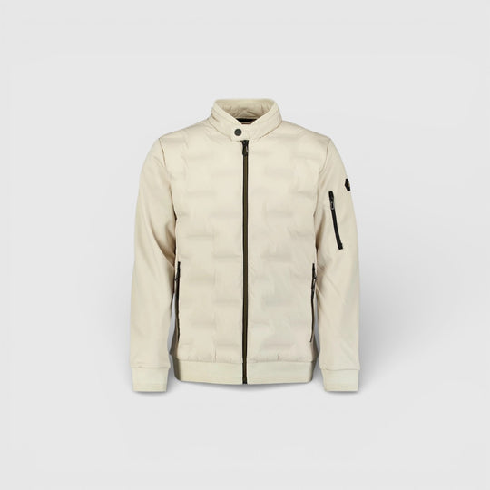 31630119-014 No Excess Zomerjas Korte Fit in Sealed Knitted Mix Stone