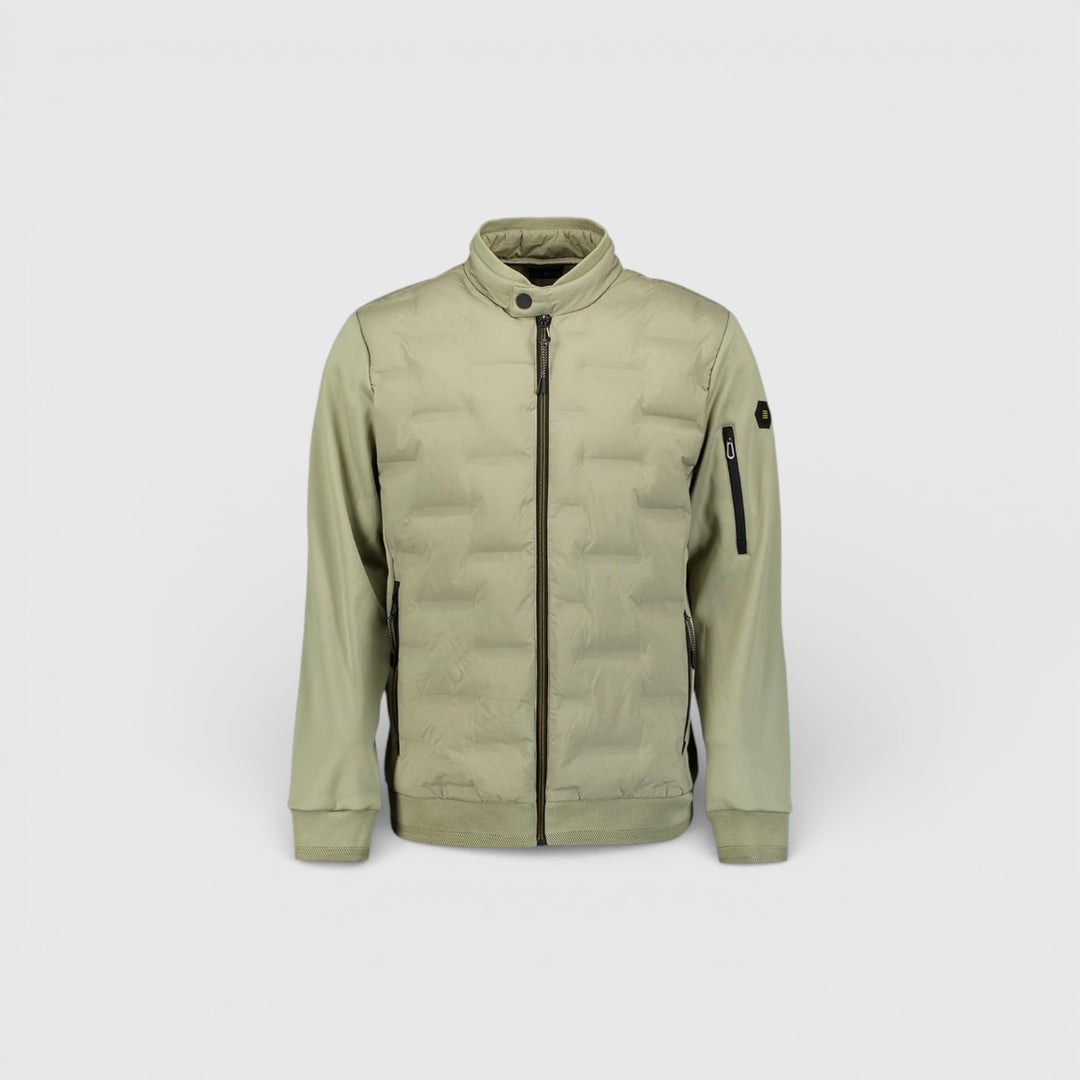 31630119-177 No Excess Zomerjas Korte Fit in Sealed Knitted Mix Light Army