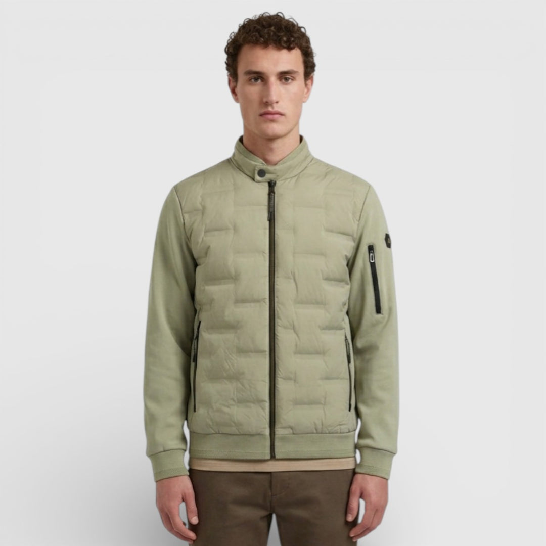 31630119-177 No Excess Zomerjas Korte Fit in Sealed Knitted Mix Light Army