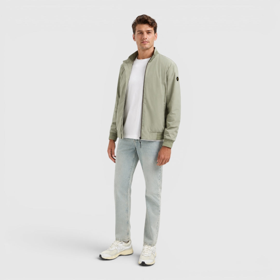 31630210-177 No Excess Zomerjas Lichtgewicht Met Geribde Kraag Light Army / Groen