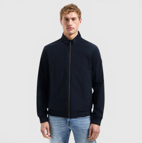 31630210-078 No Excess Zomerjas Lichtgewicht Met Geribde Kraag Night / Donkerblauw