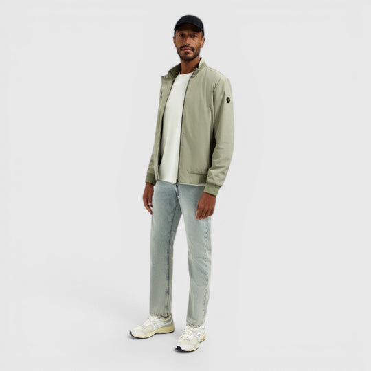 31630210-177 No Excess Zomerjas Lichtgewicht Met Geribde Kraag Light Army / Groen