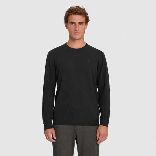 No Excess Melange Jumper trui in Dark Brown / Donkerbruin, modelfoto voorzijde, afbeelding 1