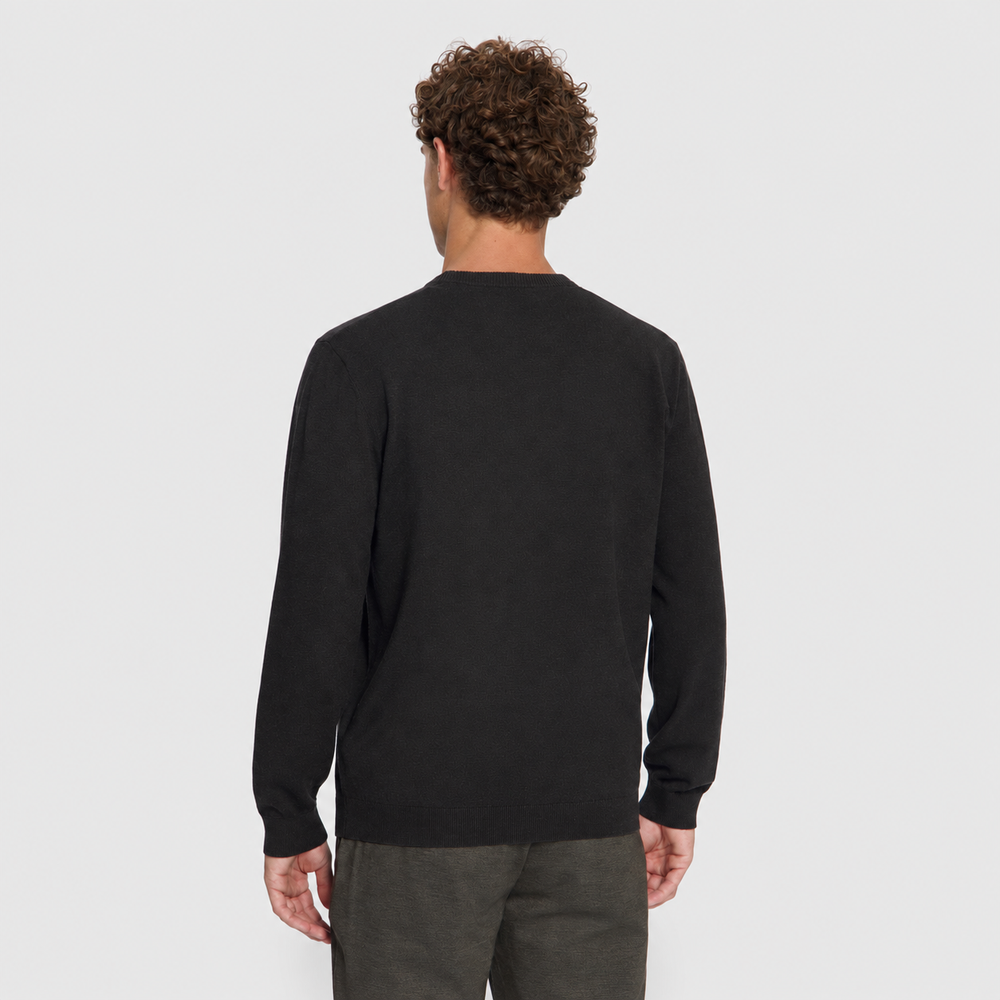 No Excess Melange Jumper trui in Dark Brown / Donkerbruin, modelfoto achterzijde, afbeelding 2