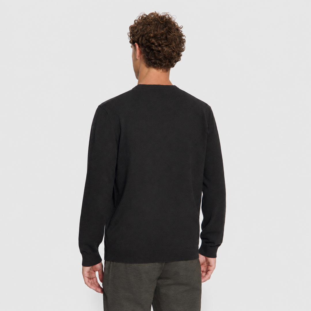 No Excess Melange Jumper trui in Dark Brown / Donkerbruin, modelfoto achterzijde, afbeelding 2