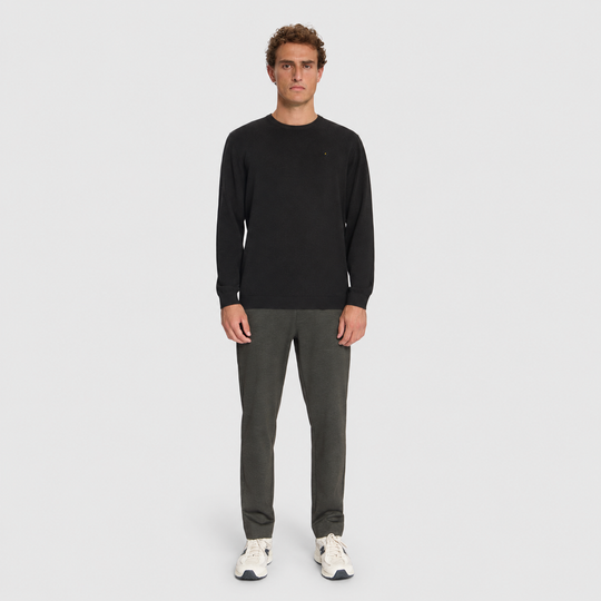 No Excess Melange Jumper trui in Dark Brown / Donkerbruin, modelfoto volledig aanzicht, afbeelding 3