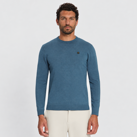 No Excess Melange Jumper trui in Shadow Blue / Grijsblauw, modelfoto voorzijde, afbeelding 1