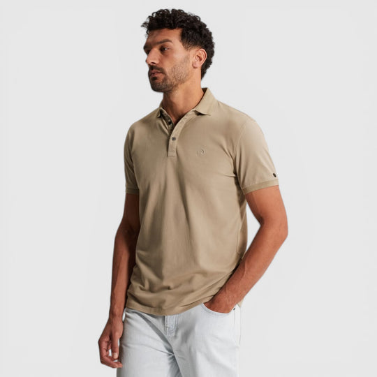 CPSS2603851-8023 Cast Iron Polo Slim Fit Fijn Piqué Amuminum / Bruin