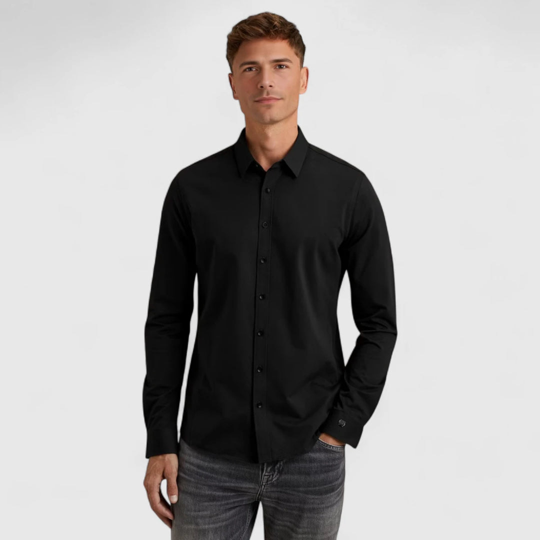 CSI00940-999 Cast iron Shirt Twill Jersey 2 Tone Black / Zwart