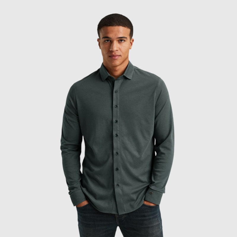 CSI2409215-6026 Cast Iron Long Sleeve Shirt CF TEC 2 Tone Interlock Jersey