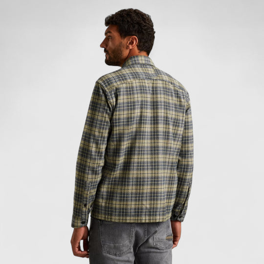 CSI2511272-5277 Cast Iron Overshirt Mouline Check Brush Grisaille