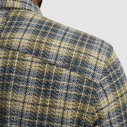 CSI2511272-5277 Cast Iron Overshirt Mouline Check Brush Grisaille