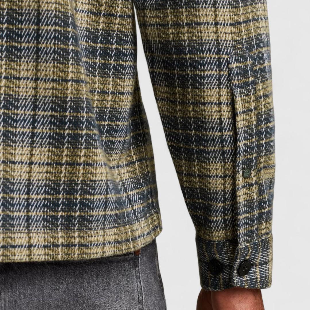 CSI2511272-5277 Cast Iron Overshirt Mouline Check Brush Grisaille