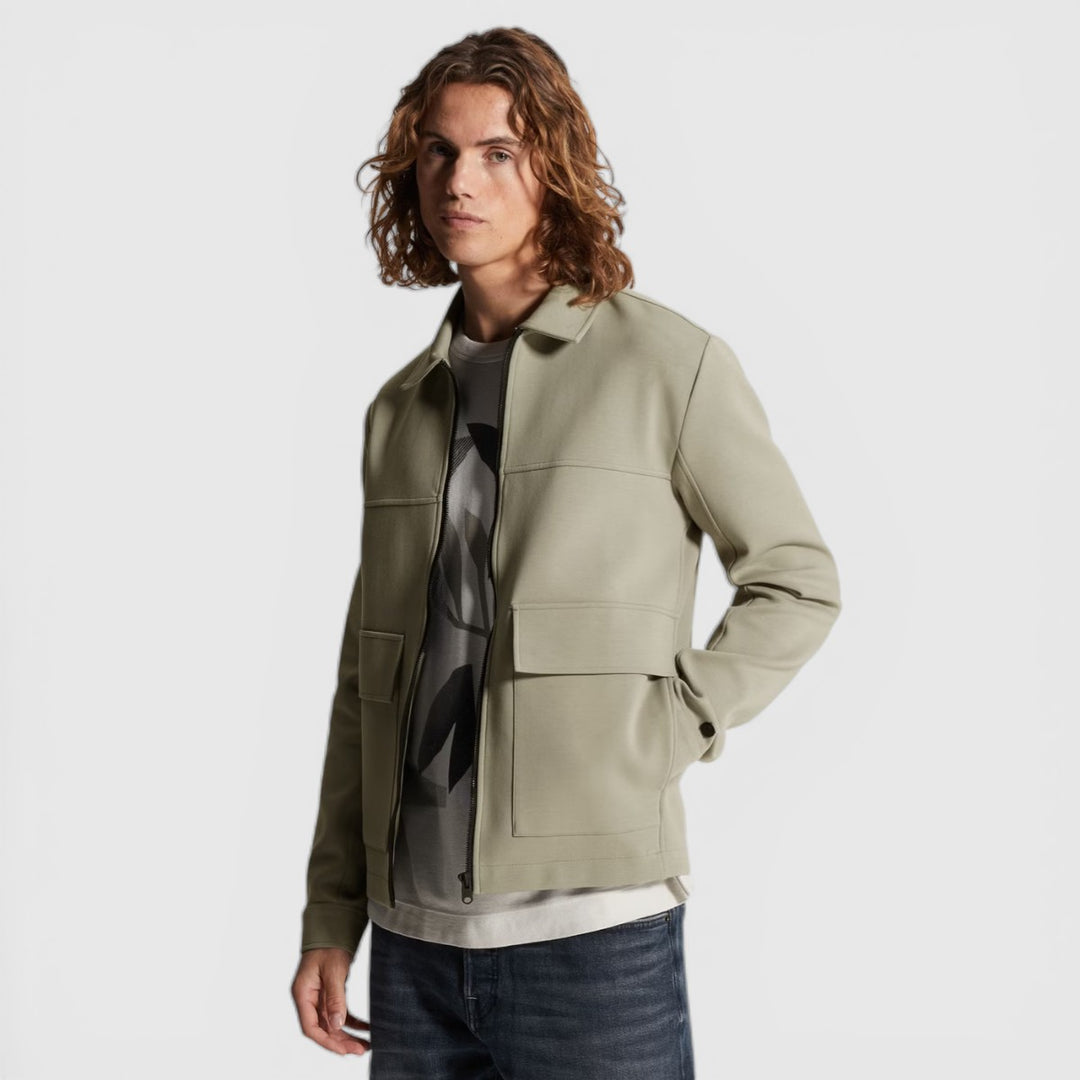 CSW2602411-6478 Cast Iron Overshirt Sweat jacket Dried Sage / Grijs