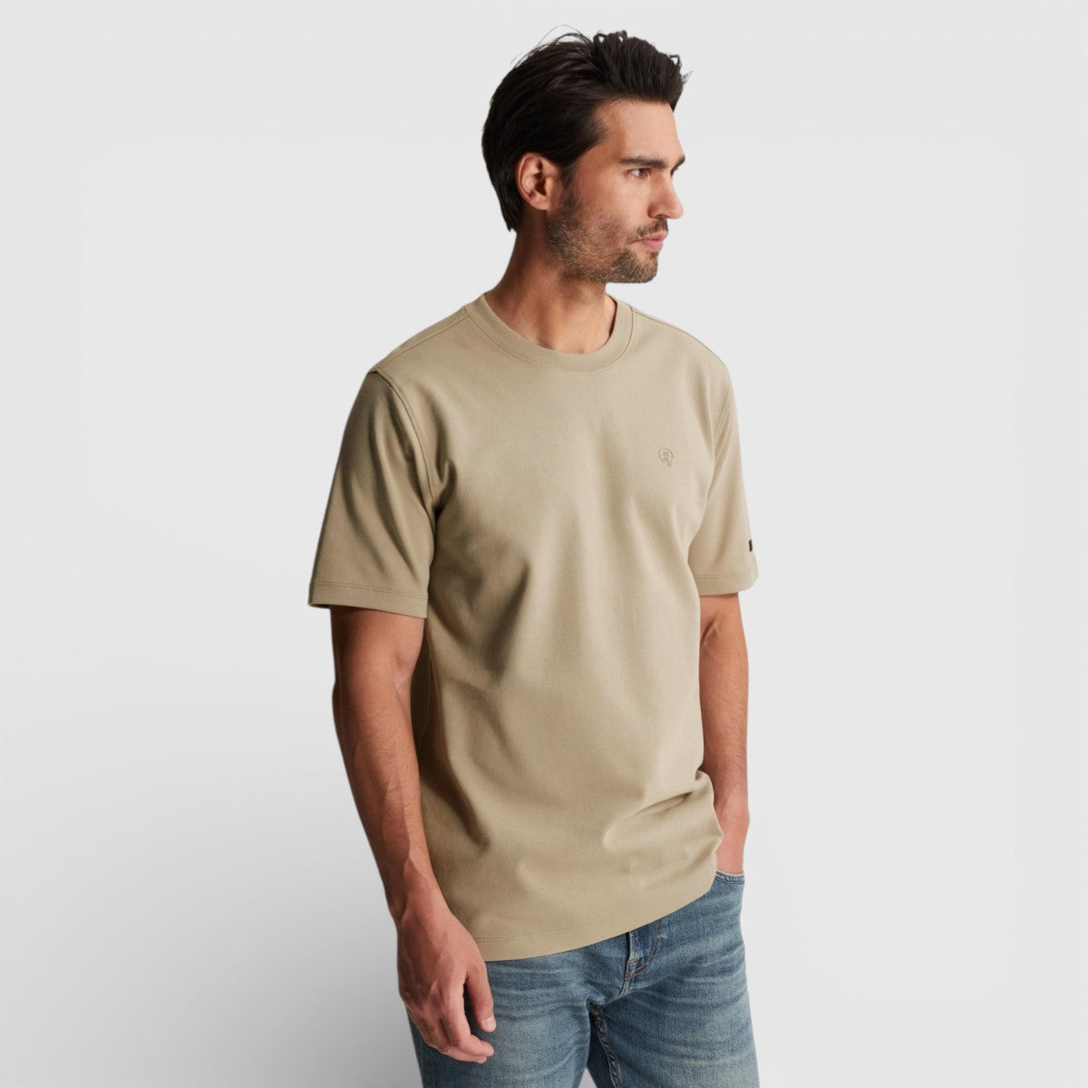 CTSS2603560-8023 Cast Iron Crewneck Regular Fit Interlock Amuminum / Bruin