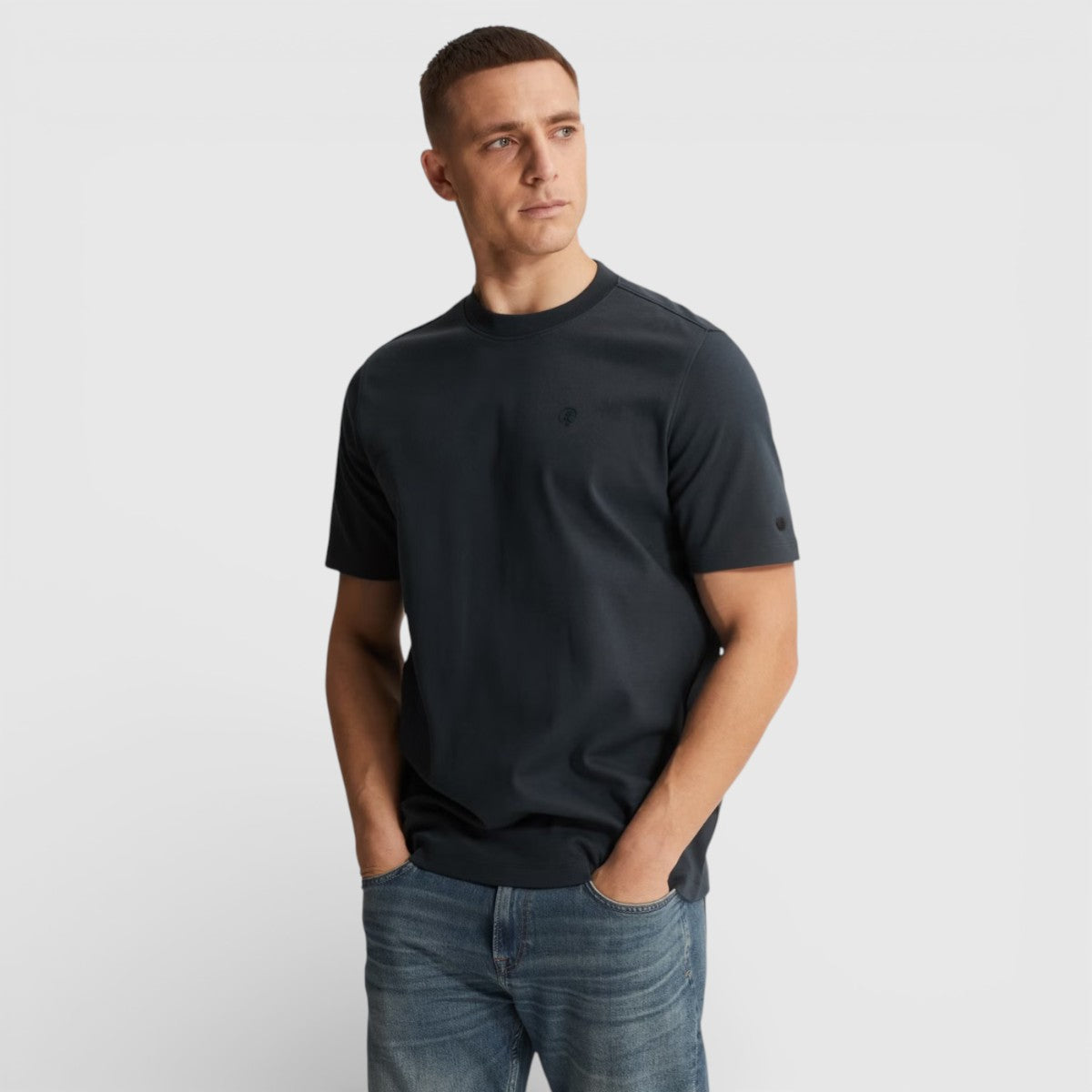 CTSS650001-5442 Cast Iron Crewneck Regular Fit Interlock Sea Storm / Blauw