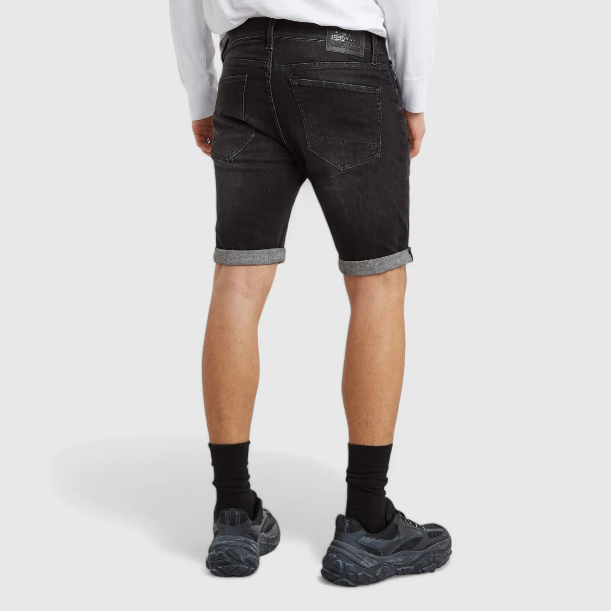 D10481-A634-9887 G-Star 3301 Slim Denim Shorts Medium Aged Grey