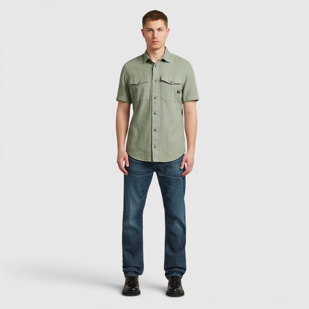 D19751-D454-B565 G-Star RAW Marine Slim Overhemd Light Orphus Garment Dyed / Groen