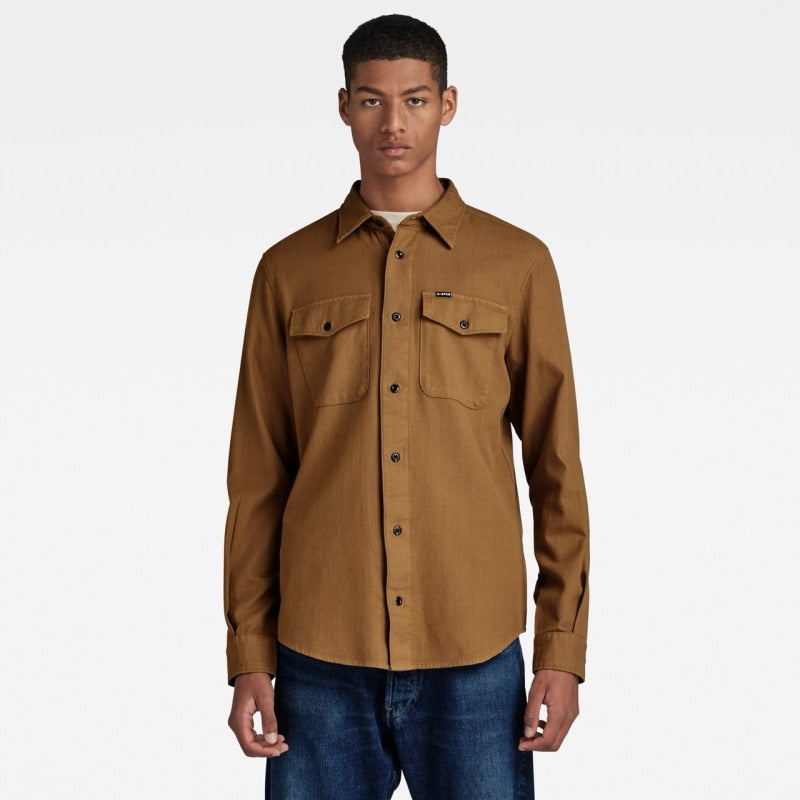 d20165 d454 g082 marine slim shirt  g-star overhemd tobacco