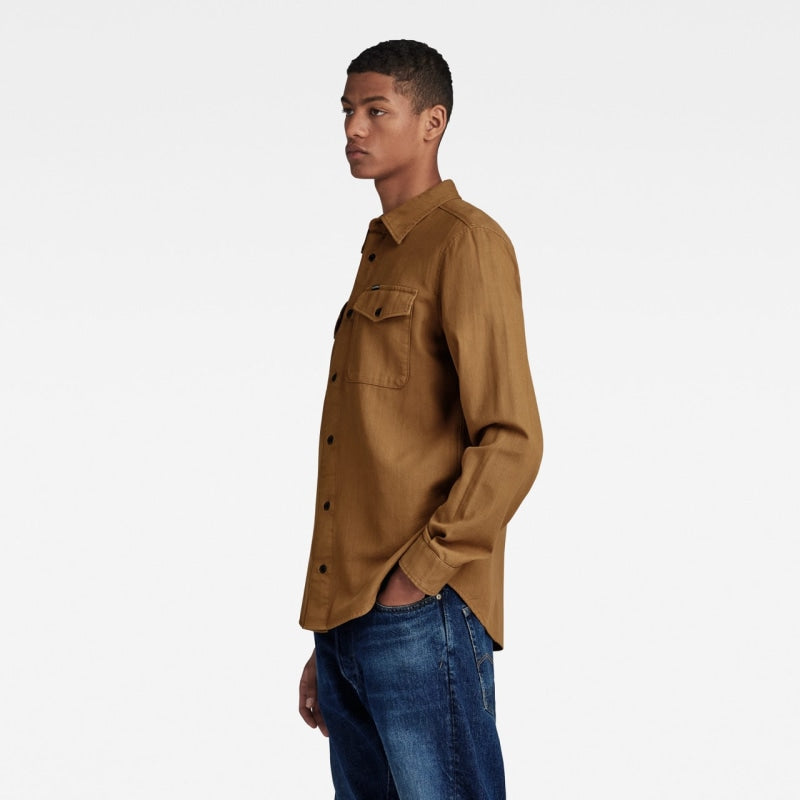 d20165 d454 g082 marine slim shirt  g-star overhemd tobacco crop1