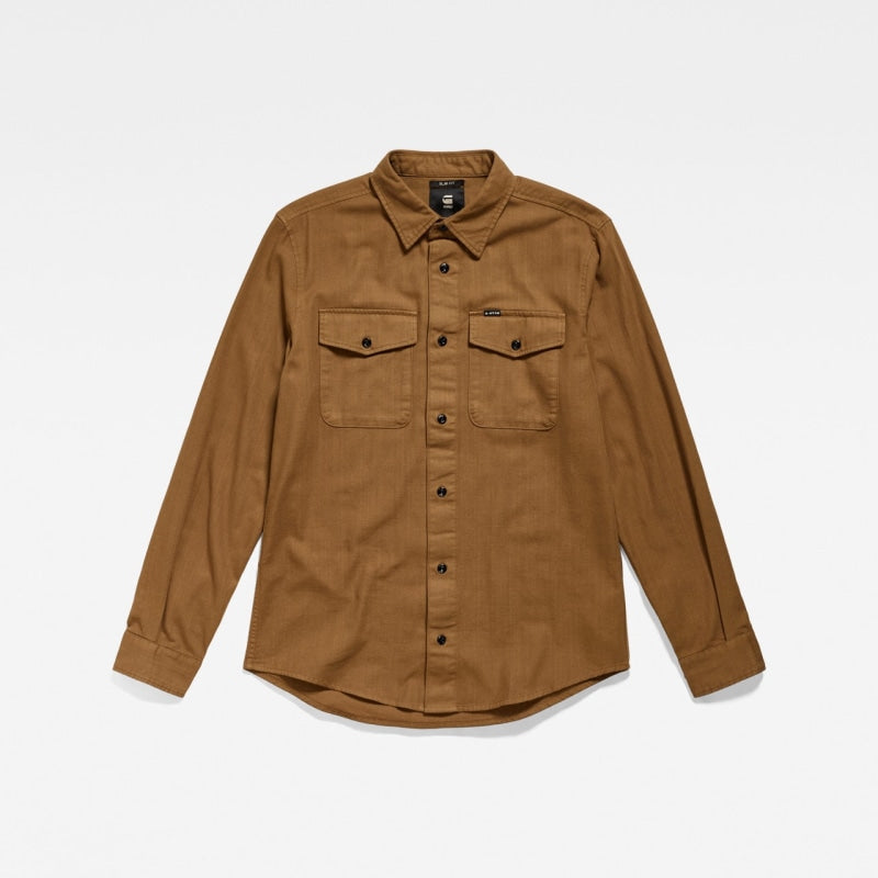 d20165 d454 g082 marine slim shirt  g-star overhemd tobacco crop2