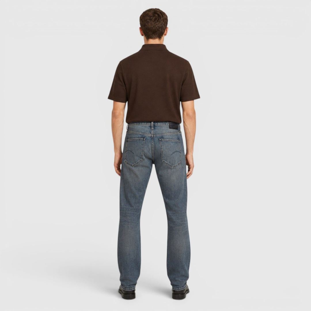 D23692-D775-G803 G-Star RAW Mosa Straight Jeans Antic Sand Blast / Donkerblauw