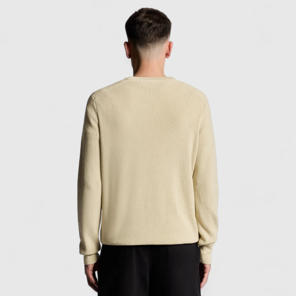 KN2303V-X865 Lyle & Scott Knitwear Engineered Rib Crew Neck Grey Taupe / Beige