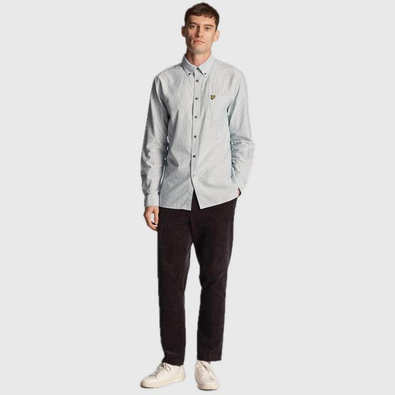 lw2002v-x166 oxford shirt lyle & scott overhemd green / white crop1