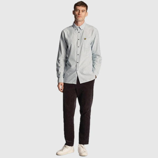 lw2002v-x166 oxford shirt lyle & scott overhemd green / white crop1