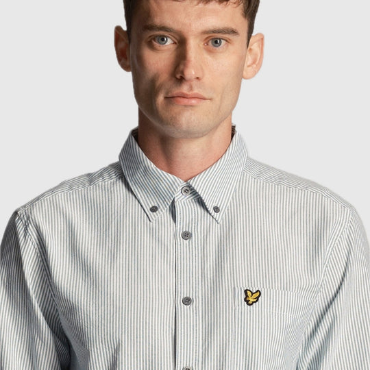 lw2002v-x166 oxford shirt lyle & scott overhemd green / white crop2