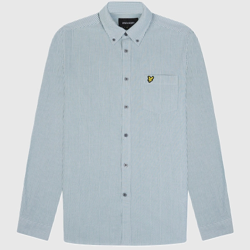 lw2002v-x166 oxford shirt lyle & scott overhemd green / white crop3